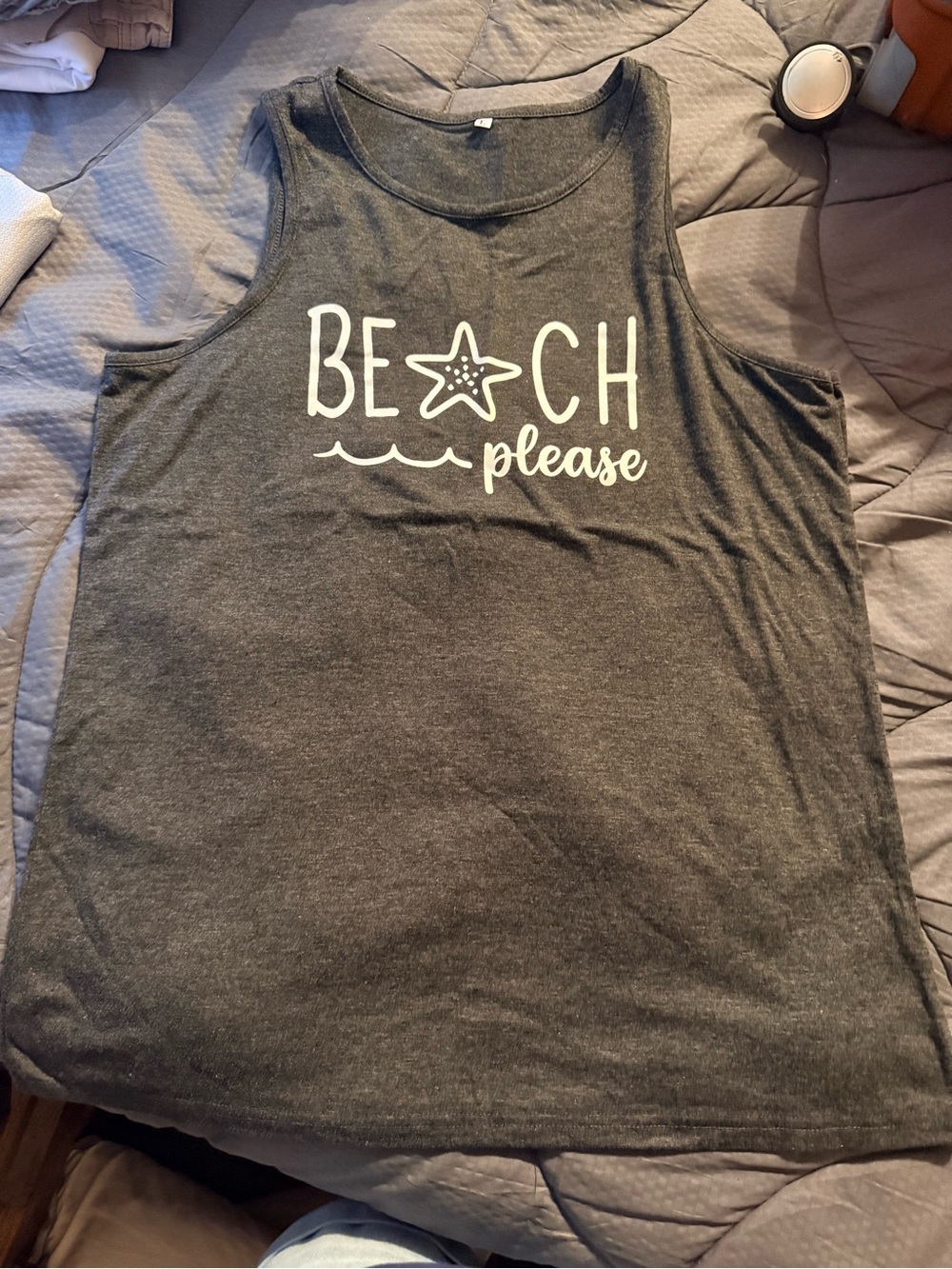 Men's Charcoal 'Beach Please' Graphic Tank Top